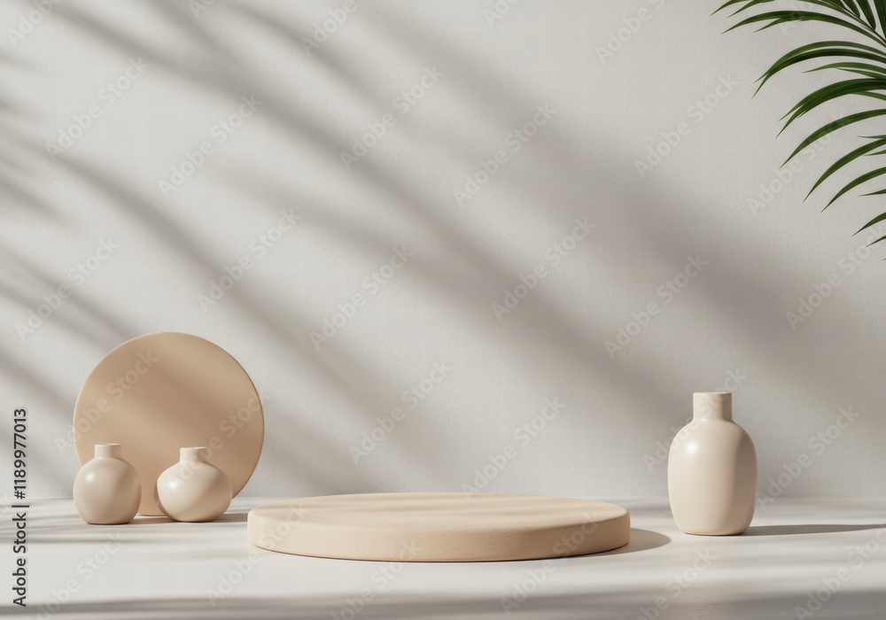 Fototapeta premium Summer Mockup: Clean Platform for Beauty and Cosmetic Products