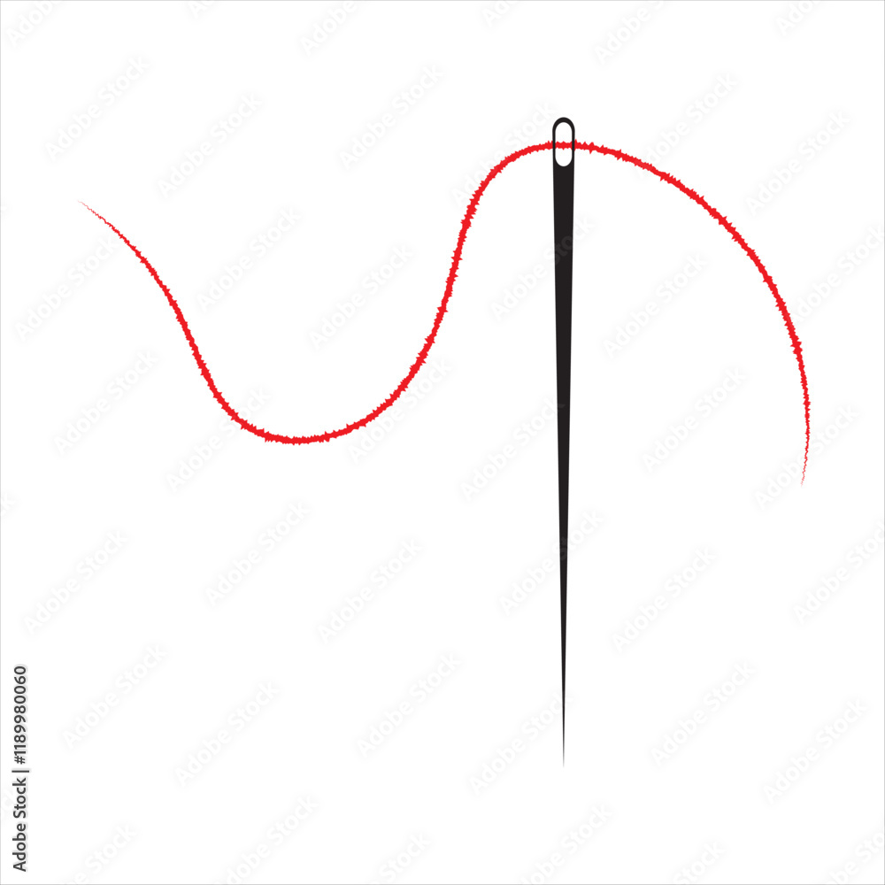 Needle and red,blue and black thread isolated on white background. Use for Tailor and Fashion icon. Needle and red,blue and black thread isolated on white background. Use for Tailor and Fashion icon.
