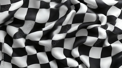 Draped checkered racing flag in black and white