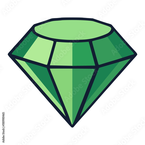 green gem stone diamond shine exclusive flat color vector illustration template design