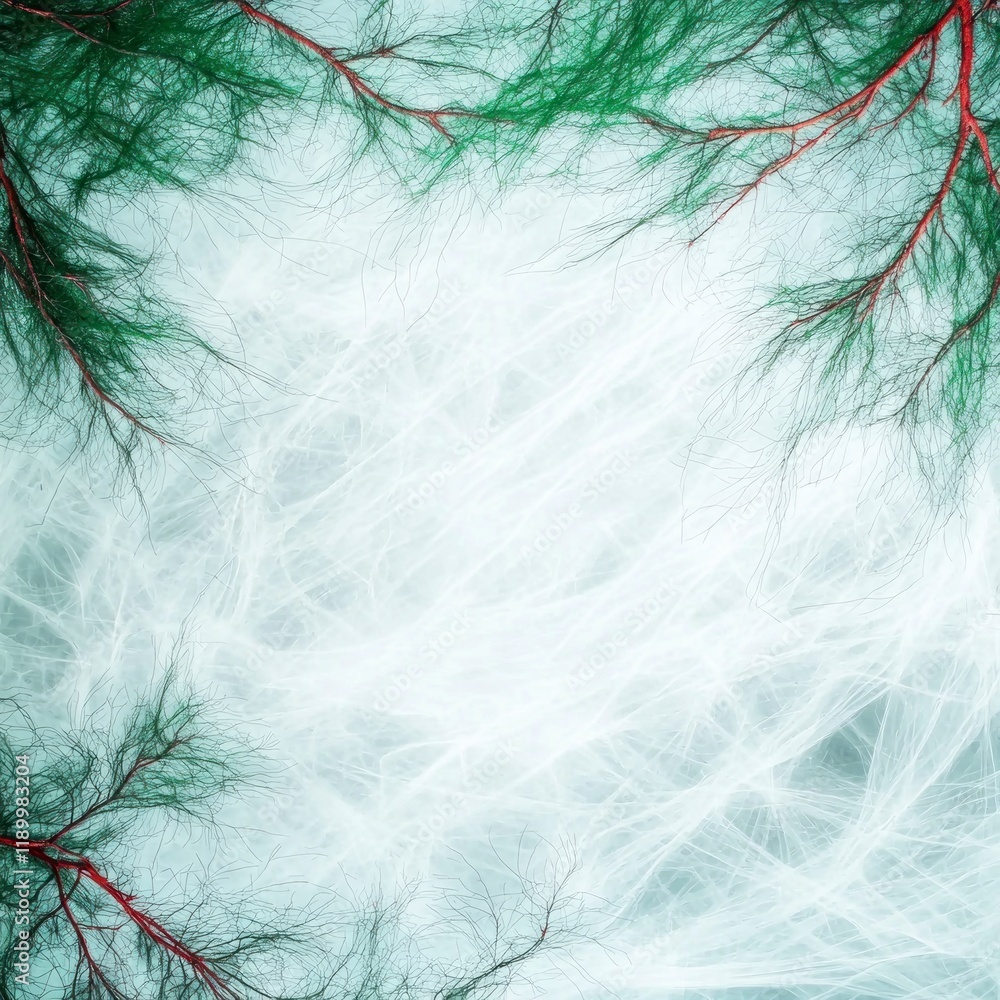 Fototapeta premium Abstract Nature Background Green Branches White Texture Soft Pastel Blue