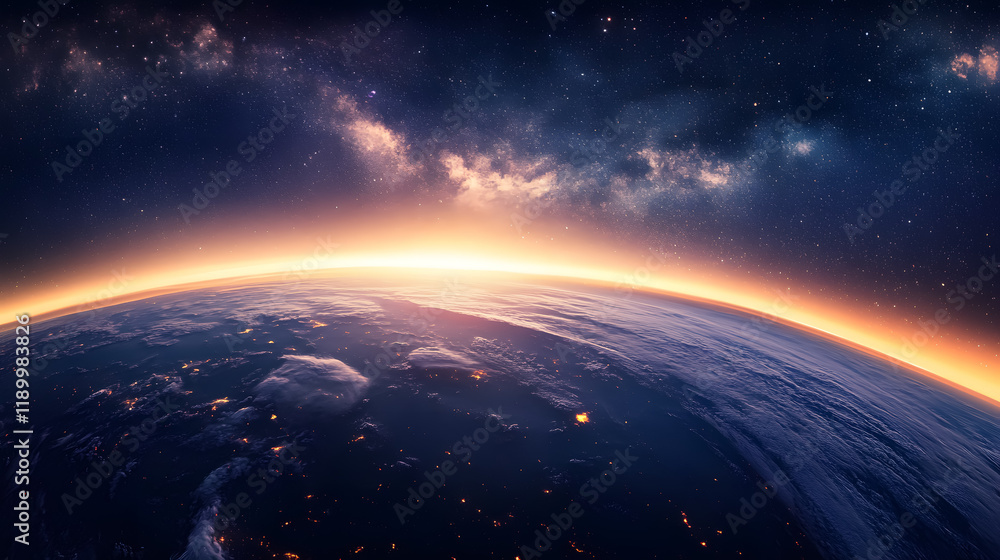 Obraz premium Landscape featuring the Milky Way galaxy at night