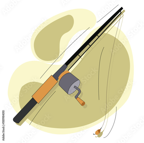 Fishing Rod and Spinning. Fishing rod. Fishing and active hobby concept. Professional equipment for fisherman. Fishing time concept. 