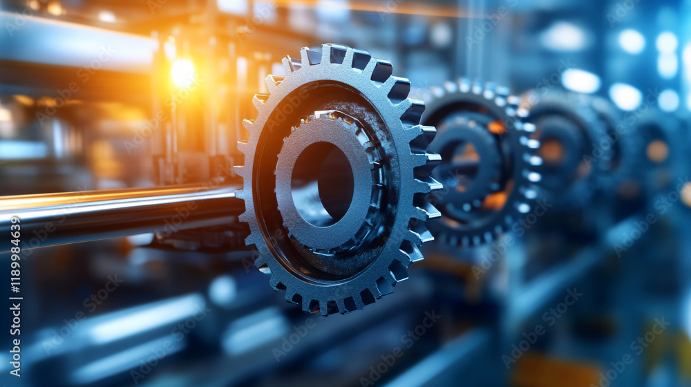 Fototapeta premium AI system predicting gear failures in automotive manufacturing lines.