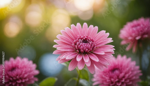 Close-up of a vibrant pink Gerbera daisy, highlighting its intricate petals and delicate beauty, perfect for floral photography and nature enthusiasts. photo