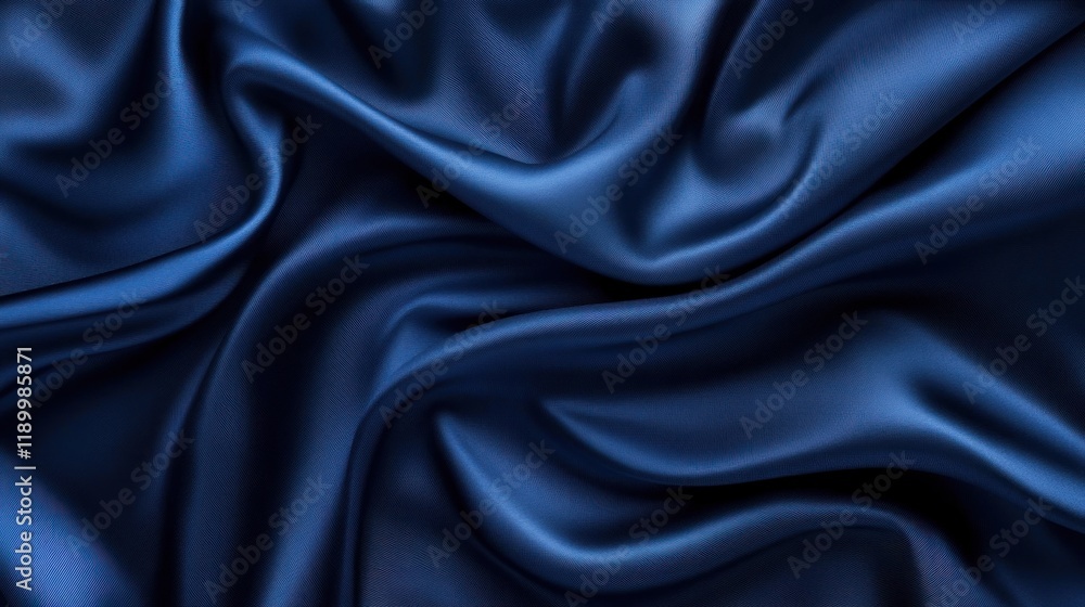 Dark blue silk fabric folds, draped, studio, backdrop, textile design Dark blue silk fabric folds, draped, studio, backdrop, textile design