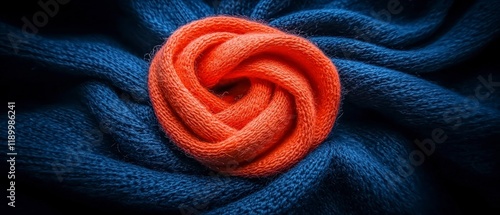 Textured Knit Fabric  Orange and Blue Wool  Closeup Photography