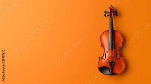 Orange background violin music instrument minimal design website banner