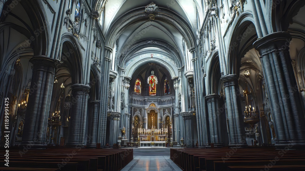 Fototapeta premium Grand cathedral interior, serene and majestic
