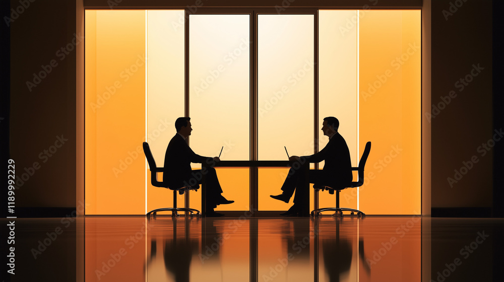 Fototapeta premium Business People Negotiating and Collaborating in a Boardroom Behind Closed Doors for Corporate Strategy and Leadership Planning