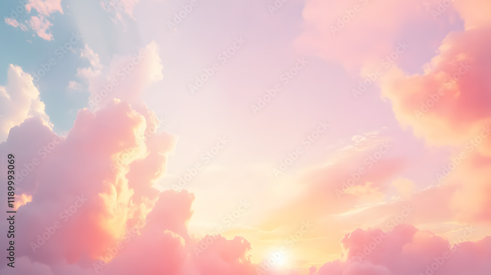 Light, soft panorama of a sunset sky with pink clouds Light, soft panorama of a sunset sky with pink clouds