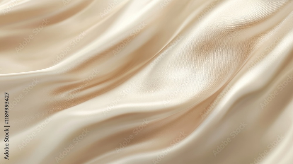 Soft Elegant Cream Satin Fabric Draped in Gentle Waves Soft Elegant Cream Satin Fabric Draped in Gentle Waves