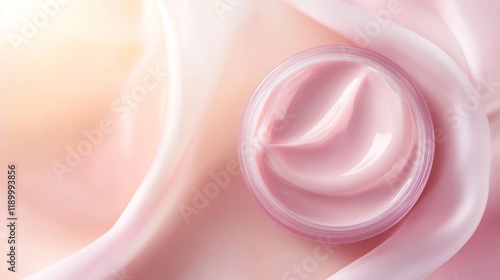 Soft Pink Cream on Silk Fabric with Gentle Lighting Background