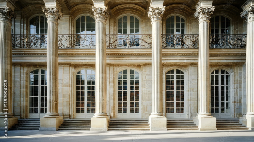 Obraz premium Elegant Architectural Details of Classical Columns and Windows