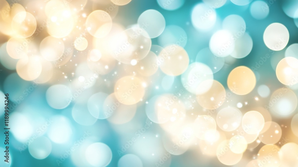 Fototapeta premium Soft Bokeh Background with Blue and Gold Light Circles