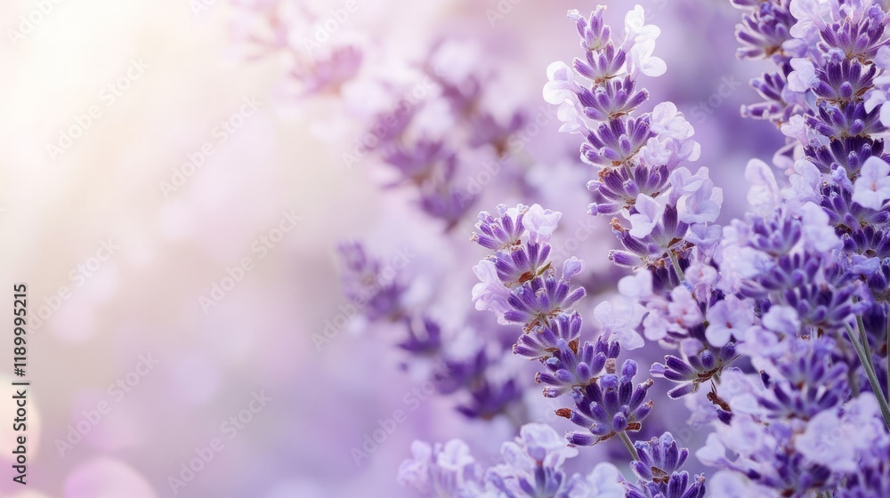 Fototapeta premium Soft Lavender Blooms in Sunlight with Gentle Bokeh Background