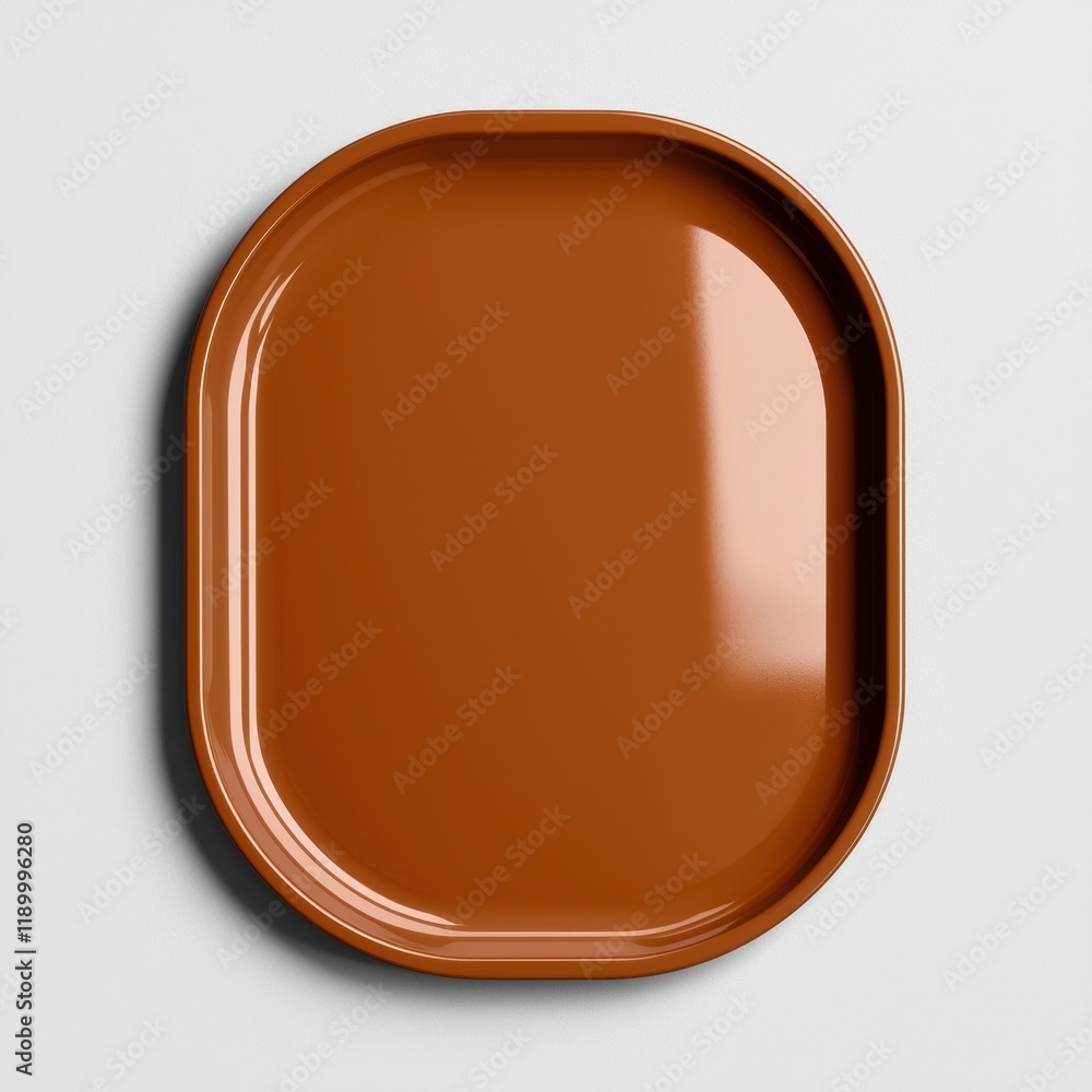 Obraz premium Vintage food packaging tray mock up concept. Brown oval serving tray on a light background, minimalist style