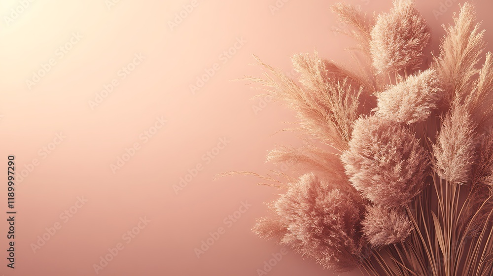 Delicate Pampas Grass Against a Soft Pink Background Delicate Pampas Grass Against a Soft Pink Background