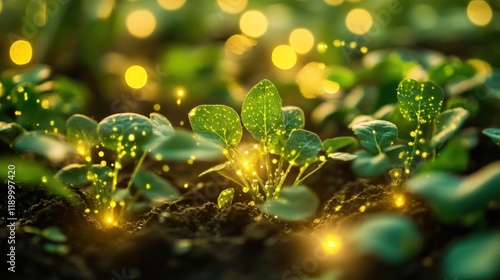 Wallpaper Mural Smart farming dashboard with glowing agricultural data.  Torontodigital.ca