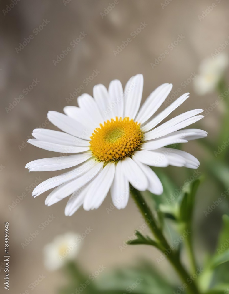 Close-up shot of a single white daisy fleabane flower against blurred background, beauty, macro Close-up shot of a single white daisy fleabane flower against blurred background, beauty, macro