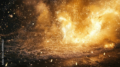 Wallpaper Mural Explosive Fireworks Display Over Calm Ocean Water at Night Torontodigital.ca