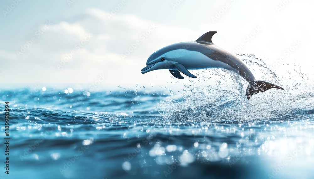 Obraz premium Spectacular Leap of a Dolphin in the Ocean: A Breathtaking Wildlife Scene
