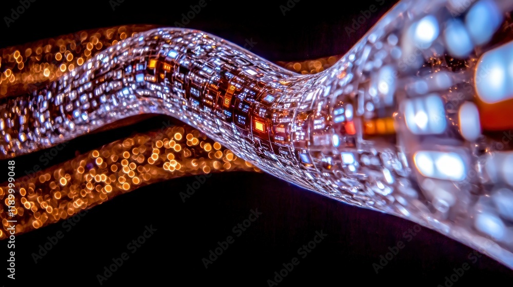 Fototapeta premium Abstract Data Stream Tunnel Futuristic Tech Background