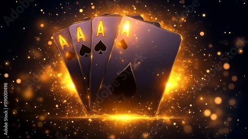 Four Aces of Spades Glowing Brightly