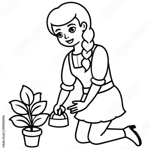 person watering plants