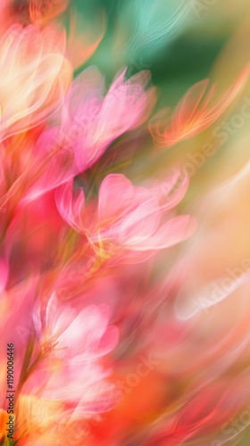 Abstract Floral Background with Pink and Orange Flower Patterns