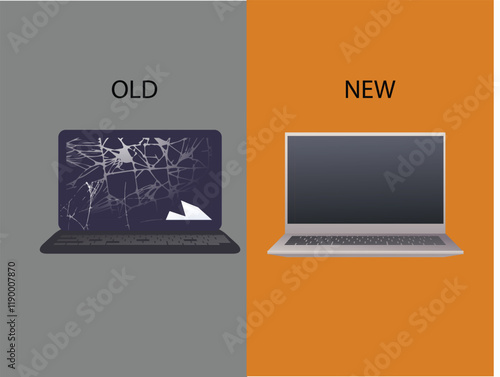 Old vs new technology computer vector design illustration