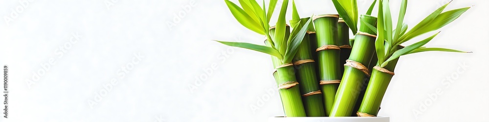 Obraz premium Elegant bamboo in a minimalist pot, isolated on white, ultra HD,