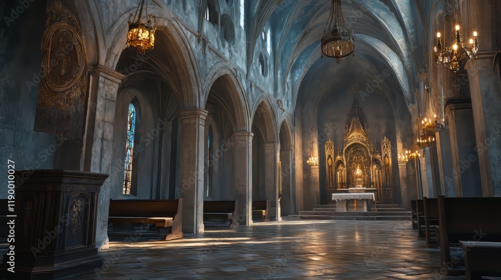 Fototapeta premium Serene interior of a grand church