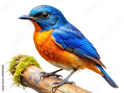 Blue Orange Bird on Branch - Stunning Nature Photography photo