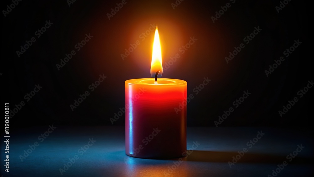 Burning Candle in Dark, Intense Light, Atmospheric Art Burning Candle in Dark, Intense Light, Atmospheric Art