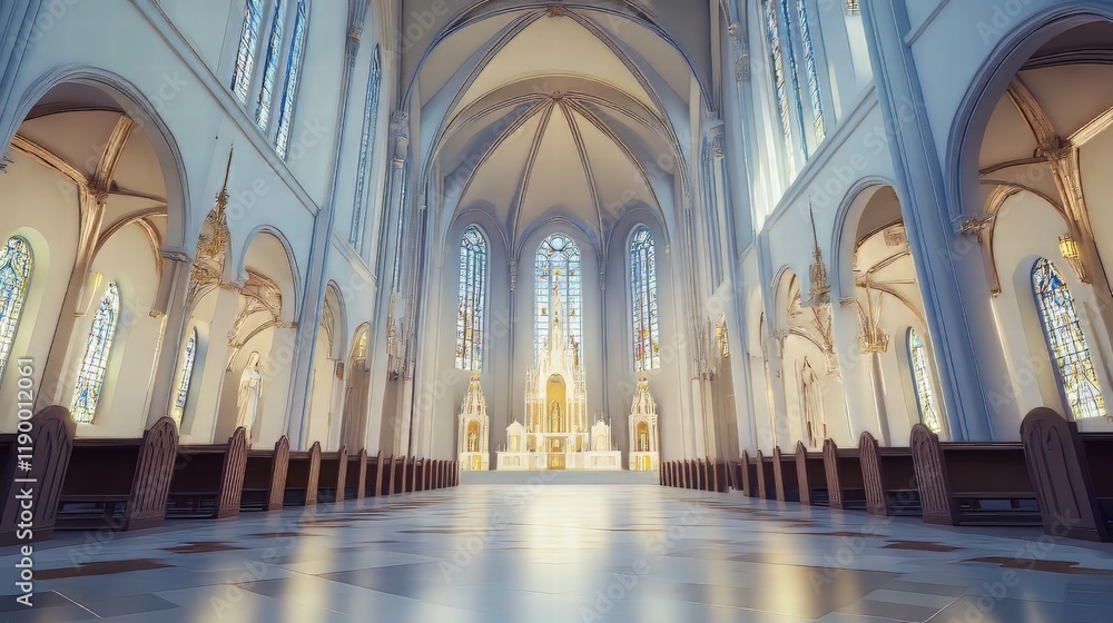 Fototapeta premium Grand cathedral interior, serene light
