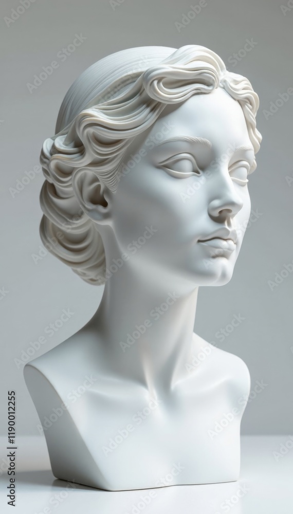 Fototapeta premium Elegance and simplicity in white marble head sculpture , white, classical, art