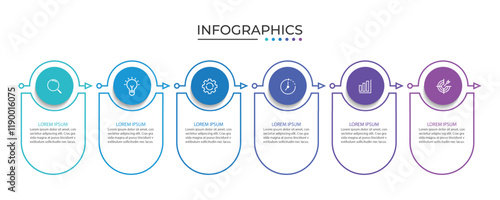 6 process infographic arrows design template. Planning, Marketing, Strategy and Business presentation.