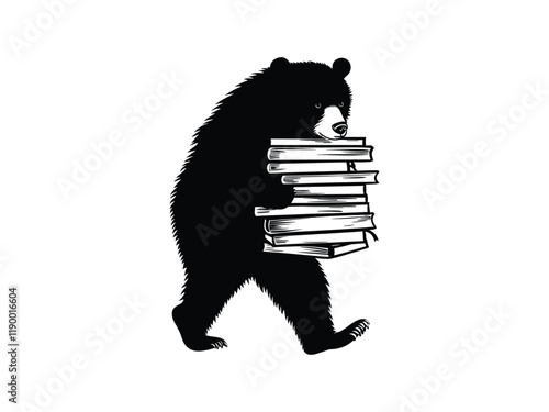 Back to School Bear Silhouette - Fun Animal Design for Seasonal Artwork