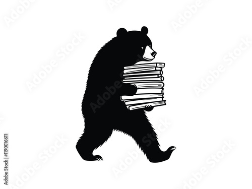 Back to School Bear Silhouette - Fun Animal Design for Seasonal Artwork