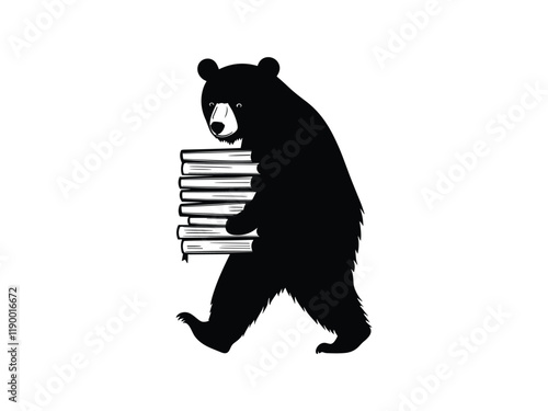 Back to School Bear Silhouette - Fun Animal Design for Seasonal Artwork