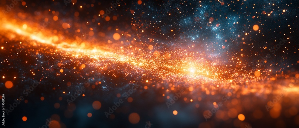 Fiery cosmic dust trail, space background, abstract art, design Fiery cosmic dust trail, space background, abstract art, design