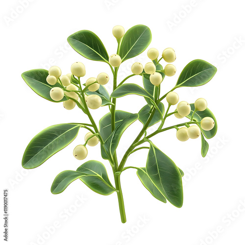 Wallpaper Mural Green plant sprig with white berries isolated on a transparent background. Torontodigital.ca