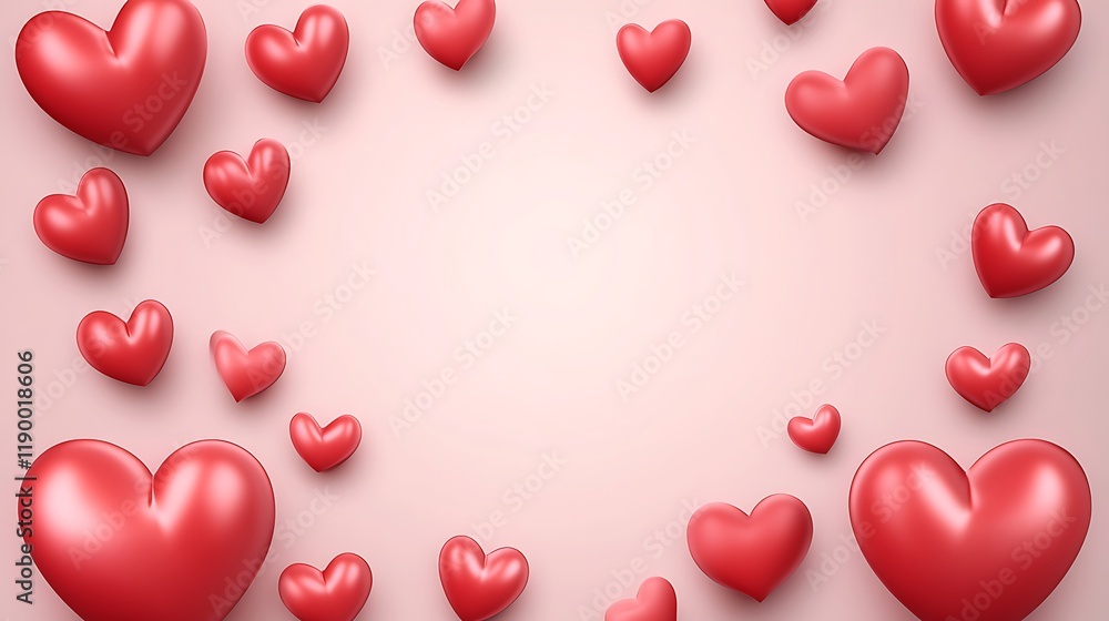 Red hearts frame a pink background for valentines day Red hearts frame a pink background for valentines day