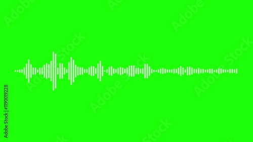 Animation video white abstract audio sound visualizer wave spectrum, White audio waveform spectrum animation,
 abstract music sound wave or audio wavefrom isolated on green screen background.