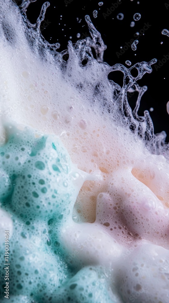 Fototapeta premium Abstract Pastel Foam Texture Background Bubbles Closeup Splash Soap Lather Cream W