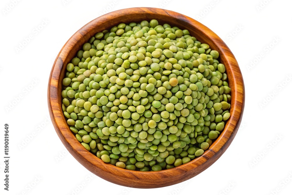 Green Lentils in Wooden Bowl - Top View, High-Resolution Food Photo Green Lentils in Wooden Bowl - Top View, High-Resolution Food Photo