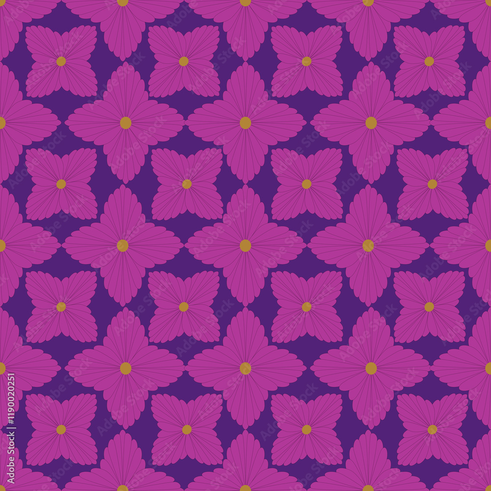 Pink flowers seamless pattern design by geometric Pink flowers seamless pattern design by geometric