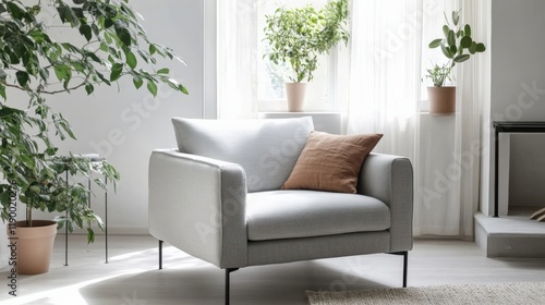 Light Grey Armchair in Living Room