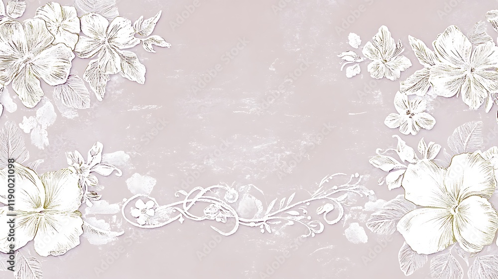 Elegant White Flowers and Vines on a Soft Background Elegant White Flowers and Vines on a Soft Background